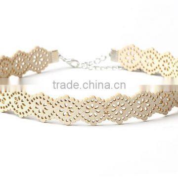 Hot Choker Fashion Korea Velvet Hollow Laser Caving Flowers Collar Choker Womens Suede Flower Laser Cut Necklace Jewelry photo-4