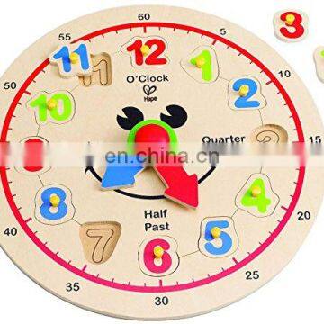 Wooden Decorative Wall Clock for Kids Learn Time