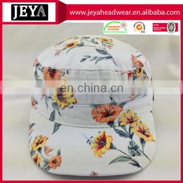 100% cotton floral army cap sublimation printed military hat