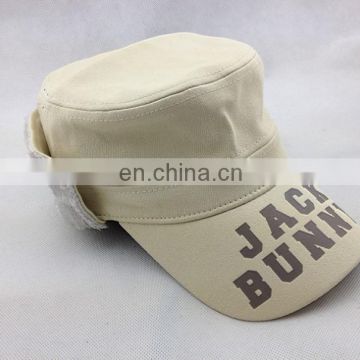 customized printing logo army hat vintage military cap and hat with earflap foldable for winter