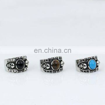 Fashion Onyx Stone Men Silver Titanium Ring photo-5