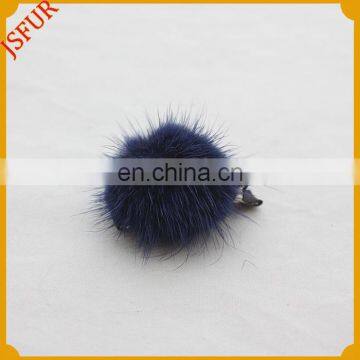 Soft mink fur pompom fluffy colorful cute fur ball hairpin