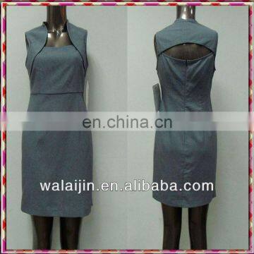Simple and Cute Back Hollow Out Design Office Lady Tea Dress
