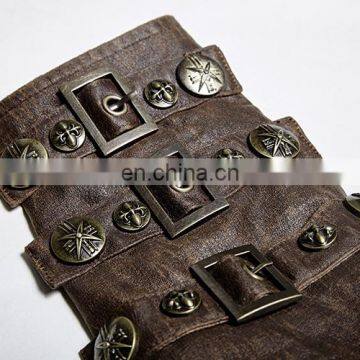 Steampunk Punk Rave Male Brown Shirt Wristband Set S-200 photo-2