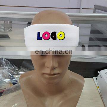 white promotional headband with custom logo size 6x29cm