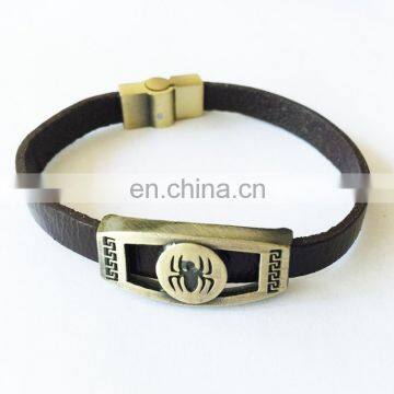 leather boys spider bead bracelet for Halloween accessories