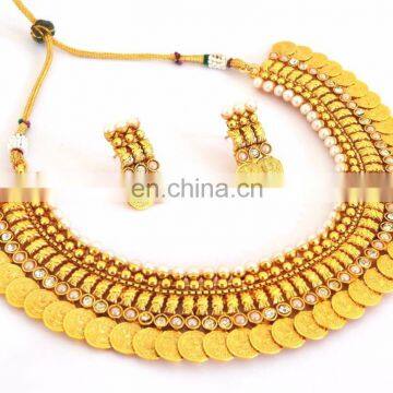 South indian temple Jewelry set-Gold plated Bridal Jewellery set-Indian Pearl Bridal Jewelry -Wholesale bridal jewellery