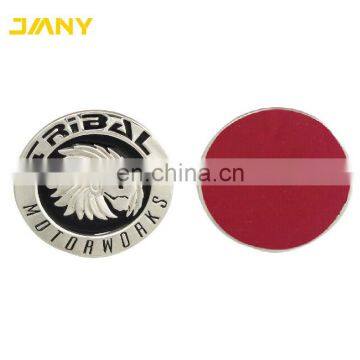 Custom Chrome Plated Metal Hard Enamel Round Shape Car Logo Emblem Badge with Stick Backing