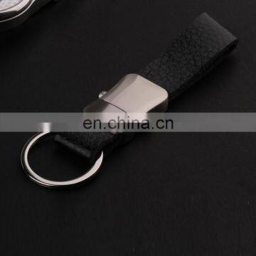 black split leather strap keychain with button separate