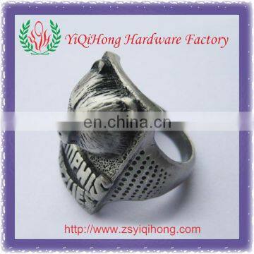 Wolf pewter football metal ring