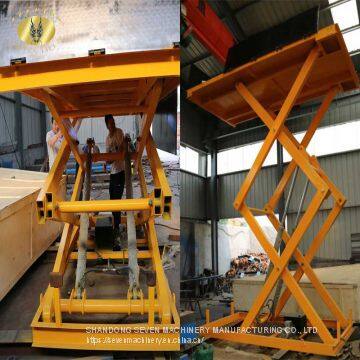 7LSJG Shandong SevenLift 3 Ton One Floor Stationary Manual Hydraulic Electric Scissor Cargo Goods Lift Platform Used photo-3