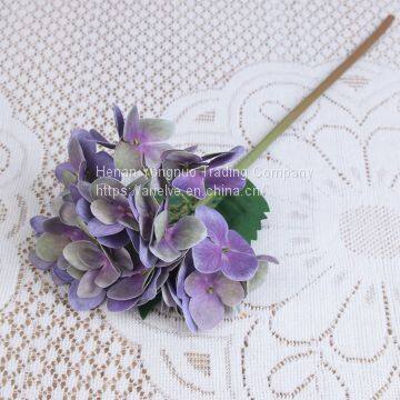 Lifelike Single Leaf Real Touch Light Rosy Hydrangea Artificial Flower photo-5