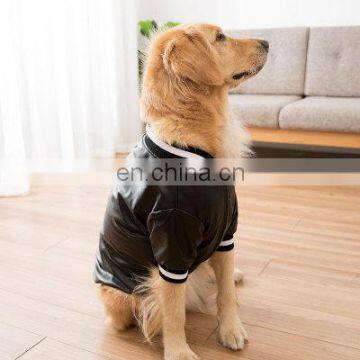Fashion Leather Jacket Big Dog Black Baseball Coats Large Dog Two Feet Letter PU Clothes 3XL-8XL photo-4