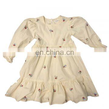 Korea 2020 Autumn Children's Wear Children's Dresses Girls Embroidered Square Neck Dress Girls Court Style Dresses