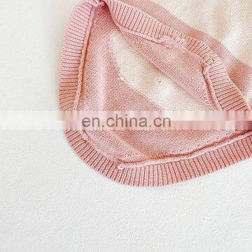 Autumn Baby Girl Infant Children Rabbit Ear Color Matching Knitted Wool One-Piece Suit Baby Bodysuit Triangle Crawling Clothes