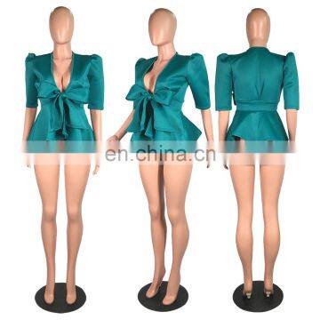 Drop Shipping Women Fashion Sexy Ruffled Hem Cardigan Lace-up Jacket photo-6