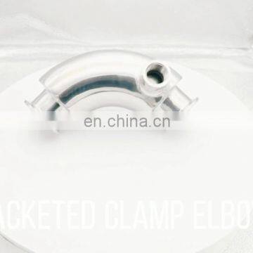 Sanitary stainless steel 304 clamped 90 degree heat jacketed elbow tube fitting