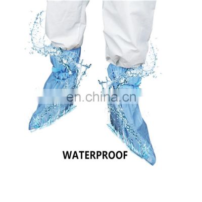 Disposable Medical Waterproof Impervious Surgical High Knee Long Shoe Covers With Tie PP PE Non Woven PVC Non-skid Boot Cover