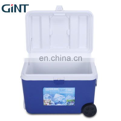 2021 Gint Wholesale  large golf Portable Plastic Ice box for outdoor Custom Promotion trolley wheeled cooler box