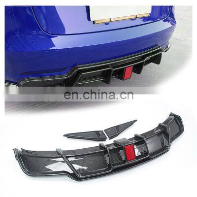 Carbon Fiber Style Car Bumper Rear Diffuser And Rear Spoiler Bodykit For Tesla Model 3