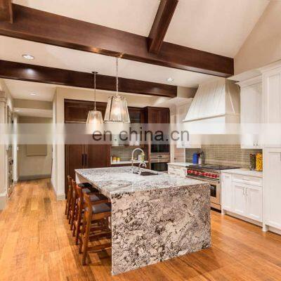 Free Design 3D Drawing Shaker Style Modular Kitchen Kitchen Cabinets With Water Fall Kitchen Island