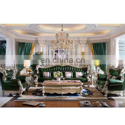 Luxury european camas wood royal salon muebles furniture king leather living room sofa set