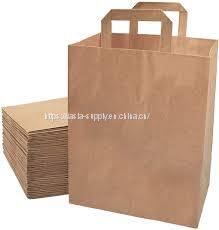 High Quality strong custom printed craft paper bags with flat handles