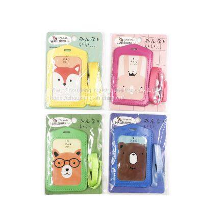 PU Leather Baggage Tag Custom Logo Cute Wallet Card Holder ID Cardholder