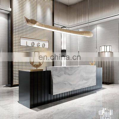 Company Reception Desk Marble Hall Commercial Office Service Desk Welcome Desk photo-5
