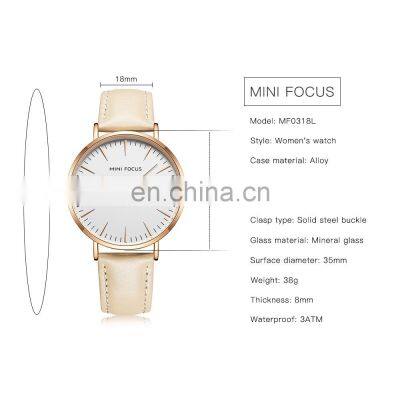MINI FOCUS 0318L Women Quartz Watches Waterproof Girls Dress Brand Luxury Fashion Casual Ladies Watch Leather Strap Wristwatches photo-5