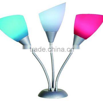 3 heads Plastic Table Lamp, colorful lampahade, metal base