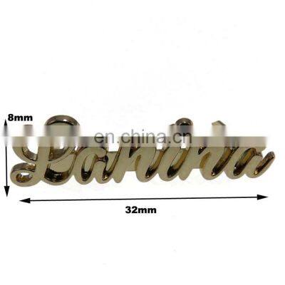 Custom Handbag Hardware Zinc Alloy Gold Engraved English Letters Alphabet Metal Brand Logo Plated For Bags photo-5