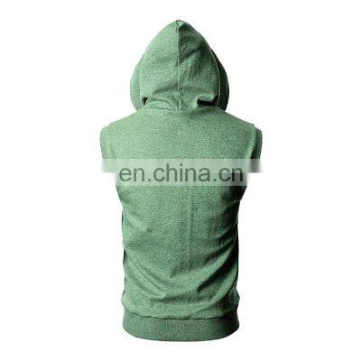 Fashionable Men's Pullover Style Gym Hoodies In Blue Color Sleeveless Customized Hoodies photo-3