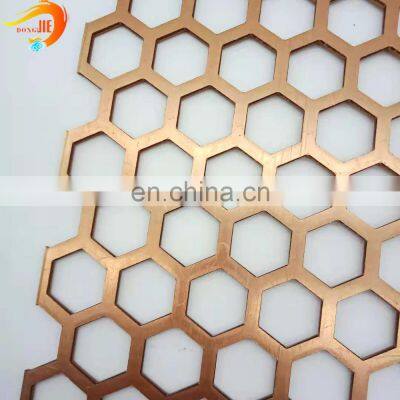 Aluminum 3mm copper anodized hexagonal perforated metal screen manufacturer