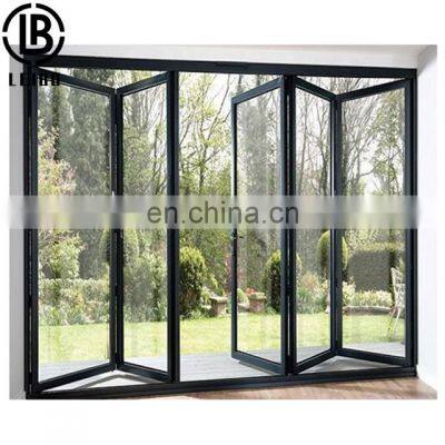 2021 folding door outdoor terrace balcony aluminum alloy sliding folding glass door aluminum alloy triple glass door and window