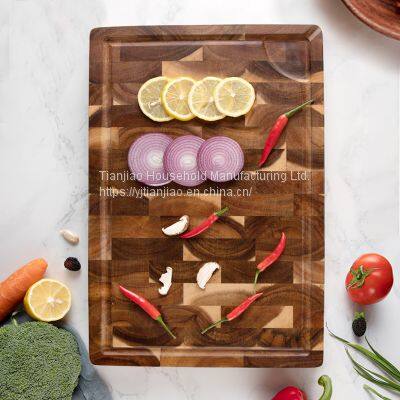 Small Acacia Wood Board for Kitchen Wood Cutting Boards WithJuice Groove Chopping Block