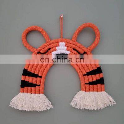 Hot Sale Tiger Macrame Rainbow Nursery Wall Hanging, Boho Animal Nursery Decor, Baby Room Decor
