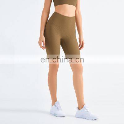 OEM Supplier Ribbed Biker Shorts Crotchless Women Cycling Short Pants Workout Exercise Gym Wear Yoga Clothing