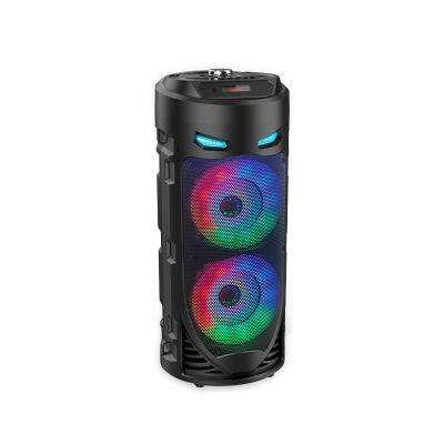 ZQS4239 Hot sale Double 4 inches party speaker with 10w power colorful light and wired microphone