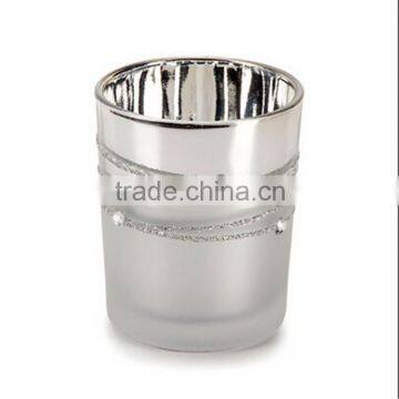 Gold Plated Glass Votive Candle Holders / Votive Cups With Rhinestones For Wedding Decor & Gift photo-3