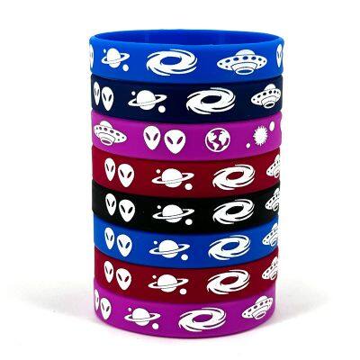 Hot Sale Silicone Wristband Cartoon Alien Occult Imprinted Customizable Rubber Bracelets for Promotional Interest Group Gifts