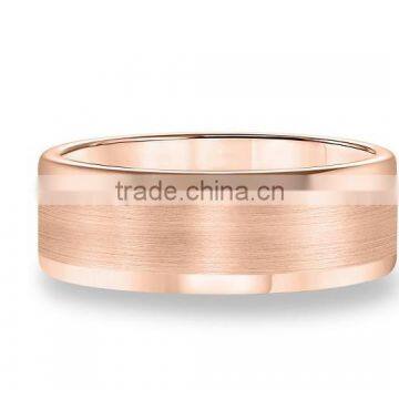 2016 New Design Tungsten Men's Satin-finish Band Rose Gold Ring