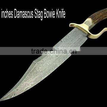 udk h27" custom handmade Damascus bowie knife/ hunting knife with beautiful stag handle