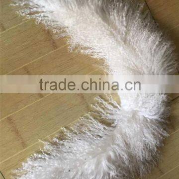 Real Mongolia Lamb Fur Collar Scarves Wraps Shawls White