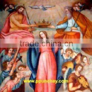 Art Oil Painting "Coronation of the Virgin" 47x31" Peru