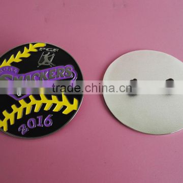 Custom Baseball Lapel Trading Pin, 2016 Smackers Embossed Baseball /Softball Rubber Clutches Enamel Badge