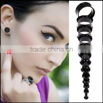 Black Steel Double Flare Tunnels Ear Plugs Earlets Gauges