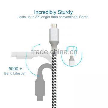 Woven Fabric Braided Flat Pipe Connector Micro USB Cable photo-4