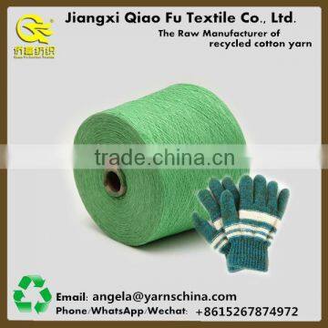 Cheap recycled cotton working glove knitted yarn, cotton yarn dyed shirt grey fabric,indigo dyed yarn