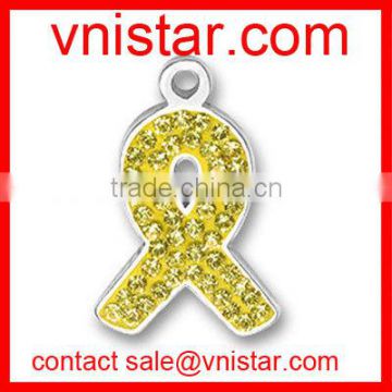 vnistar wholesale yellow citron crystal ribbon medical alert charm pendant TC186-7